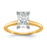 14k Two-tone 1 1/4 carat Lab Grown Diamond VS/SI+ G+ Radiant Solitare Complete Engagement Ring