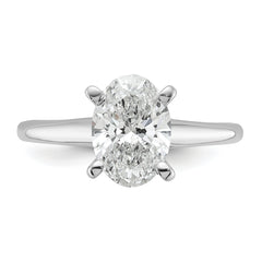 14k White Gold 1 3/4 carat Lab Grown Diamond VS+ F+ Oval Complete Solitaire Engagement Ring