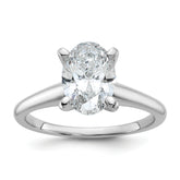 14k White Gold 1 3/4 carat Lab Grown Diamond VS/SI+ G+ Oval Complete Solitaire Engagement Ring