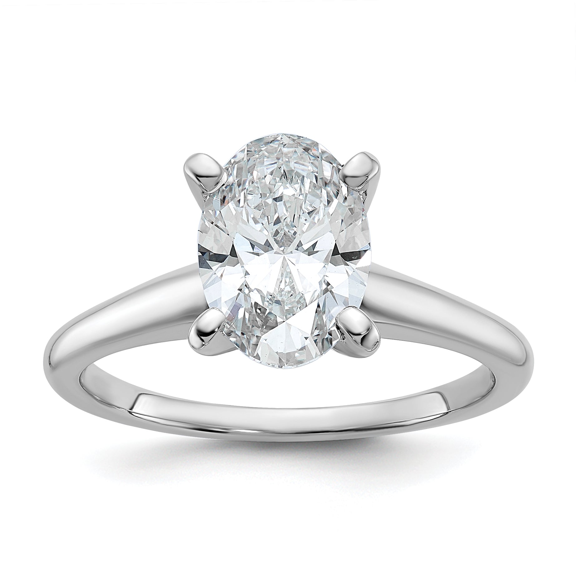 14k White Gold 1 3/4 carat Lab Grown Diamond VS+ F+ Oval Complete Solitaire Engagement Ring