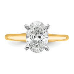 14k Two-Tone 1 3/4 carat Certified Lab Grown Diamond VS/SI+ G+ Oval Complete Solitaire Engagement Ring