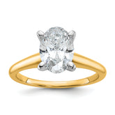 14k Two-Tone 1 3/4 carat Lab Grown Diamond VS+ F+ Oval Complete Solitaire Engagement Ring