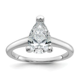 14k White Gold 1 3/4 carat Lab Grown Diamond VS/SI+ G+ Pear Solitare Complete Engagement Ring