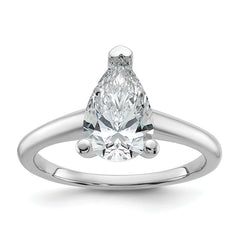 14k White Gold 1 3/4 carat Certified Lab Grown Diamond VS/SI+ G+ Pear Solitare Complete Engagement Ring