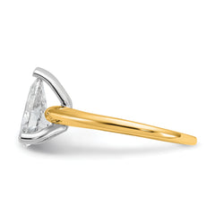 14k Two-tone 1 3/4 carat Lab Grown Diamond VS+ F+ Pear Solitare Complete Engagement Ring