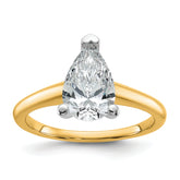 14k Two-tone 1 3/4 carat Lab Grown Diamond VS/SI+ G+ Pear Solitare Complete Engagement Ring
