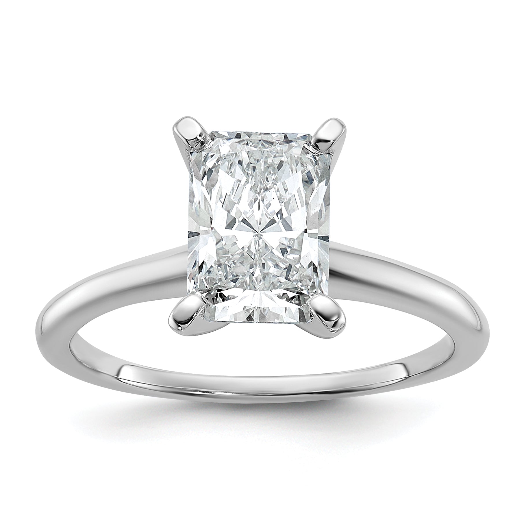 14k White Gold 1 3/4 carat Lab Grown Diamond VS/SI+ G+ Radiant Solitare Complete Engagement Ring