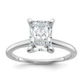 14k White Gold 1 3/4 carat Lab Grown Diamond VS/SI+ G+ Radiant Solitare Complete Engagement Ring