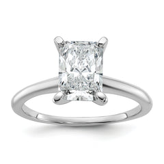 14k White Gold 1 3/4 carat Certified Lab Grown Diamond VS+ F+ Radiant Solitare Complete Engagement Ring