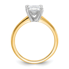 14k Two-tone 1 3/4 carat Certified Lab Grown Diamond VS+ F+ Radiant Solitare Complete Engagement Ring