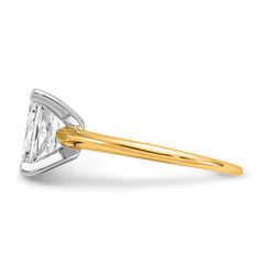 14k Two-tone 1 3/4 carat Certified Lab Grown Diamond VS+ F+ Radiant Solitare Complete Engagement Ring