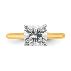 14k White Gold 1 1/2 carat Certified Lab Grown Diamond VS+ F+ Cushion Complete Solitare Engagement Ring