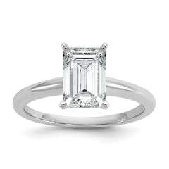 14k White Gold 2 carat Certified Lab Grown Diamond VS+ F+ Emerald Solitare Complete Engagement Ring