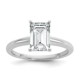 14k White Gold 2 carat Lab Grown Diamond VS/SI+ G+ Emerald Solitare Complete Engagement Ring