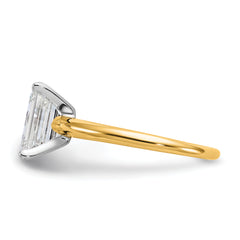 14k Two-tone 2 carat Lab Grown Diamond VS+ F+ Emerald Solitare Complete Engagement Ring