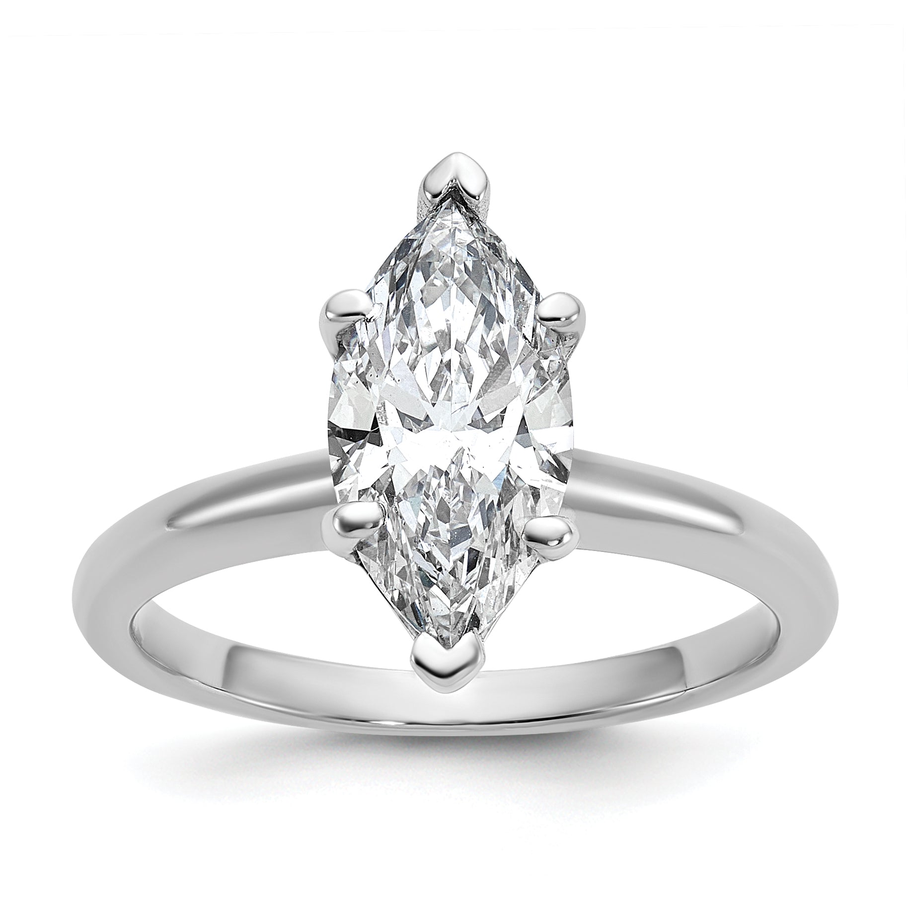 14k White Gold 2 carat Certified Lab Grown Diamond VS+ F+ Marquise Solitare Complete Engagement Ring