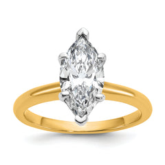 14k Two-tone 2 carat Certified Lab Grown Diamond VS+ F+ Marquise Solitare Complete Engagement Ring