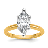 14k Two-tone 2 carat Lab Grown Diamond VS/SI+ G+ Marquise Solitare Complete Engagement Ring