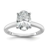 14k White Gold 2 carat Lab Grown Diamond VS+ F+ Oval Complete Solitaire Engagement Ring