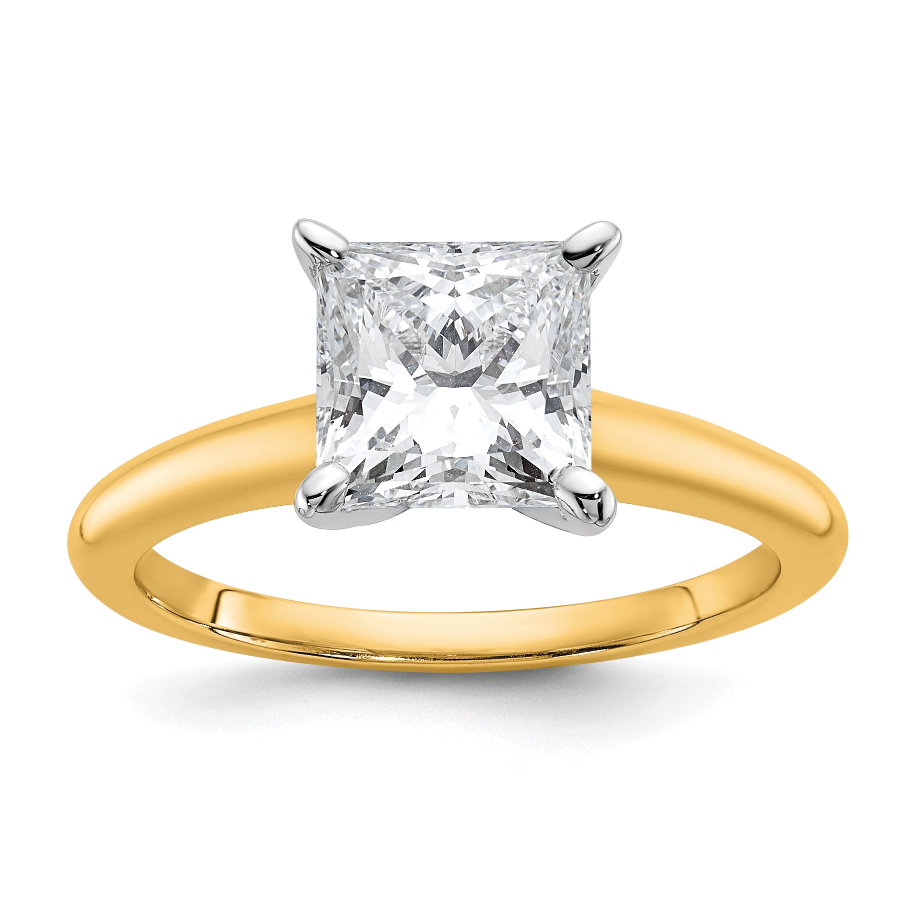 14k Two-tone 2 carat Lab Grown Diamond VS/SI+ G+ Princess Complete Solitare Engagement Ring