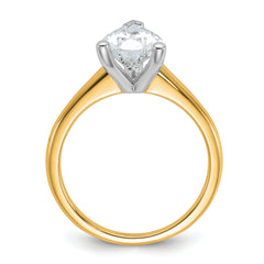 14k Two-tone 2 carat Certified Lab Grown Diamond VS/SI+ G+ Pear Solitare Complete Engagement Ring