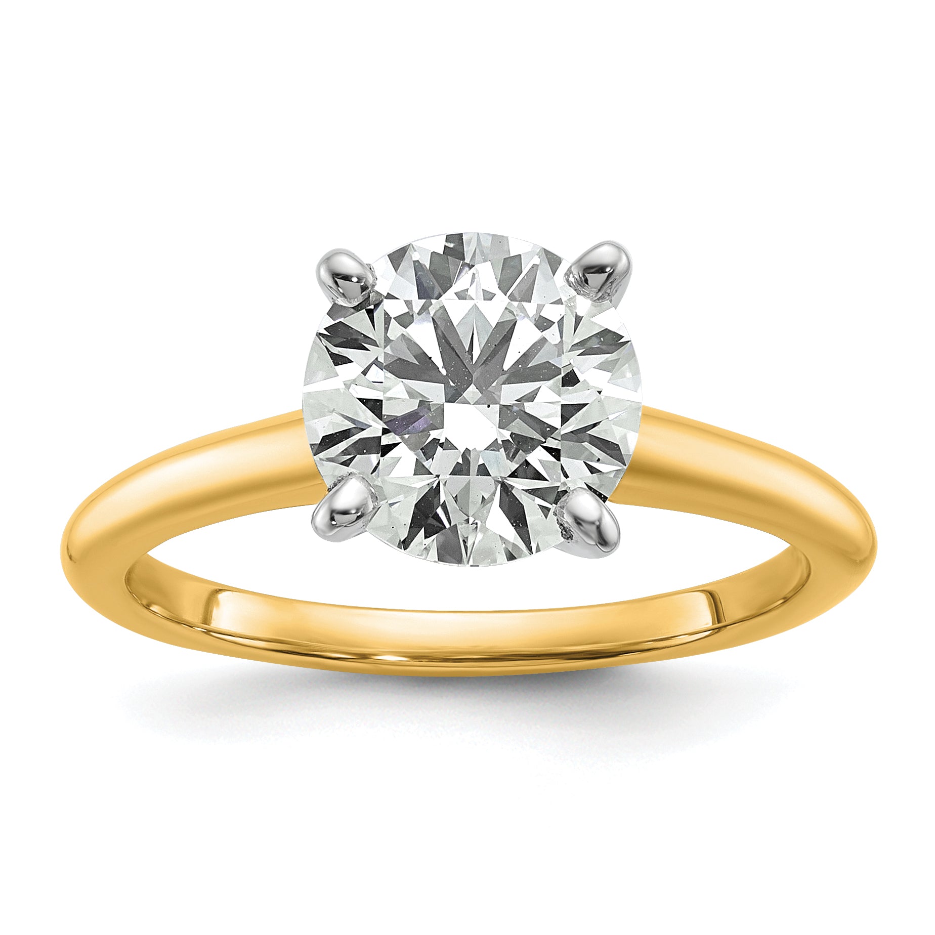 14k Two-Tone 2 carat Certified Lab Grown Diamond VS+ F+ Round Complete Solitaire Engagement Ring