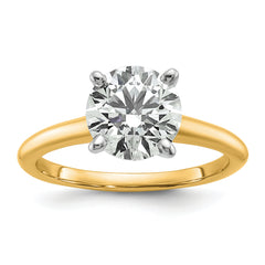 14k Two-Tone 2 carat Certified Lab Grown Diamond VS+ F+ Round Complete Solitaire Engagement Ring