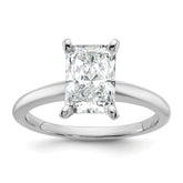 14k White Gold 2 carat Lab Grown Diamond VS+ F+ Radiant Solitare Complete Engagement Ring