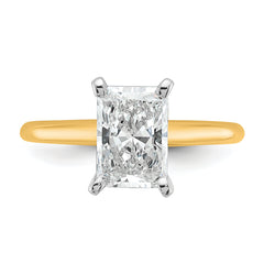 14k Two-tone 2 carat Certified Lab Grown Diamond VS/SI+ G+ Radiant Solitare Complete Engagement Ring