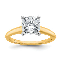 14k White Gold 2 carat Certified Lab Grown Diamond VS+ F+ Cushion Complete Solitare Engagement Ring