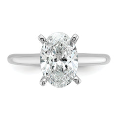 14k White Gold 2 1/4 carat Certified Lab Grown Diamond VS+ F+ Oval Complete Solitaire Engagement Ring