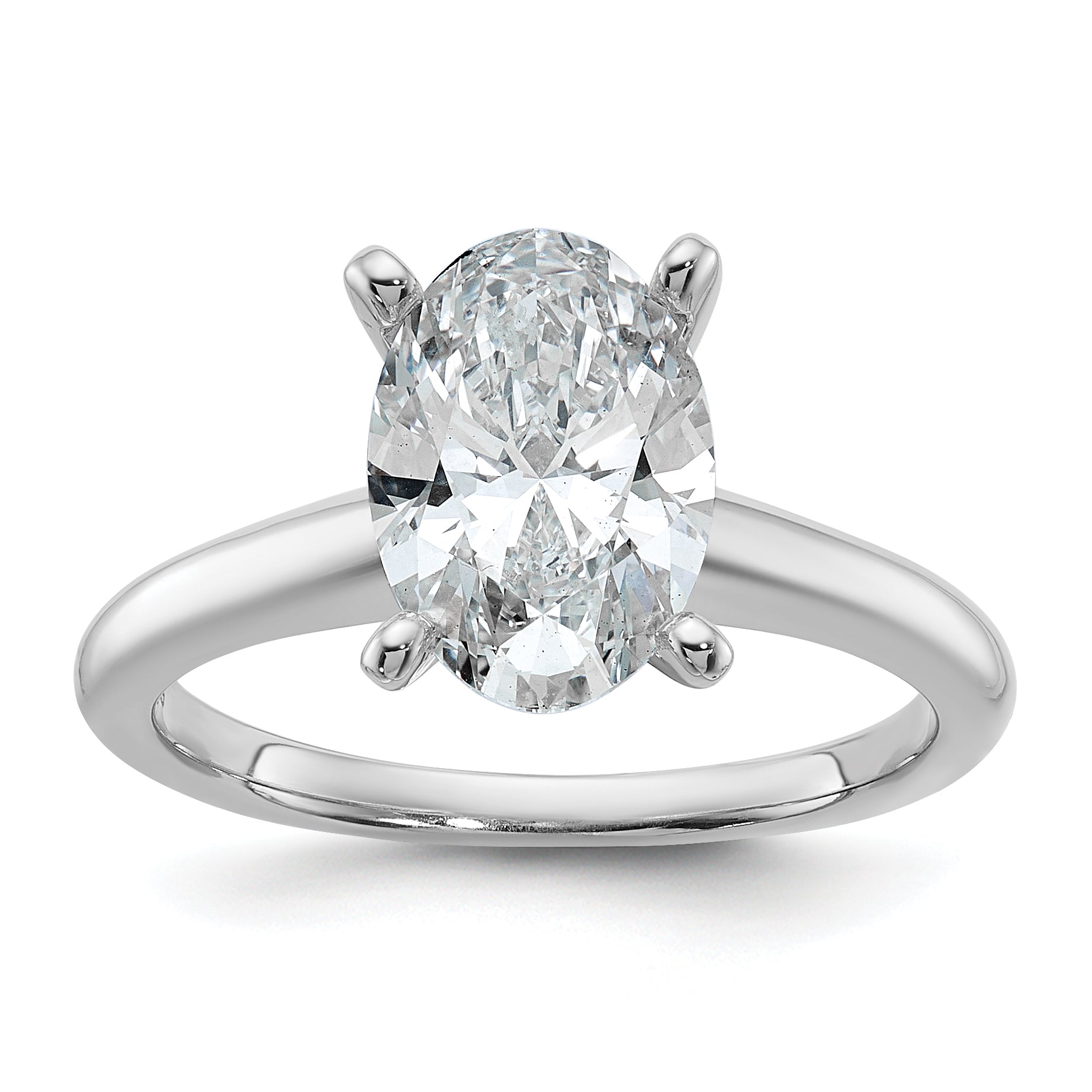 14k White Gold 2 1/4 carat Certified Lab Grown Diamond VS+ F+ Oval Complete Solitaire Engagement Ring