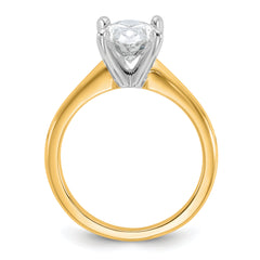 14k Two-Tone 2 1/4 carat Certified Lab Grown Diamond VS+ F+ Oval Complete Solitaire Engagement Ring