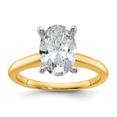 14k Two-Tone 2 1/4 carat Lab Grown Diamond VS+ F+ Oval Complete Solitaire Engagement Ring
