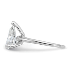 14k White Gold 2 1/4 carat Certified Lab Grown Diamond VS/SI+ G+ Pear Solitare Complete Engagement Ring