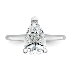 14k White Gold 2 1/4 carat Certified Lab Grown Diamond VS/SI+ G+ Pear Solitare Complete Engagement Ring