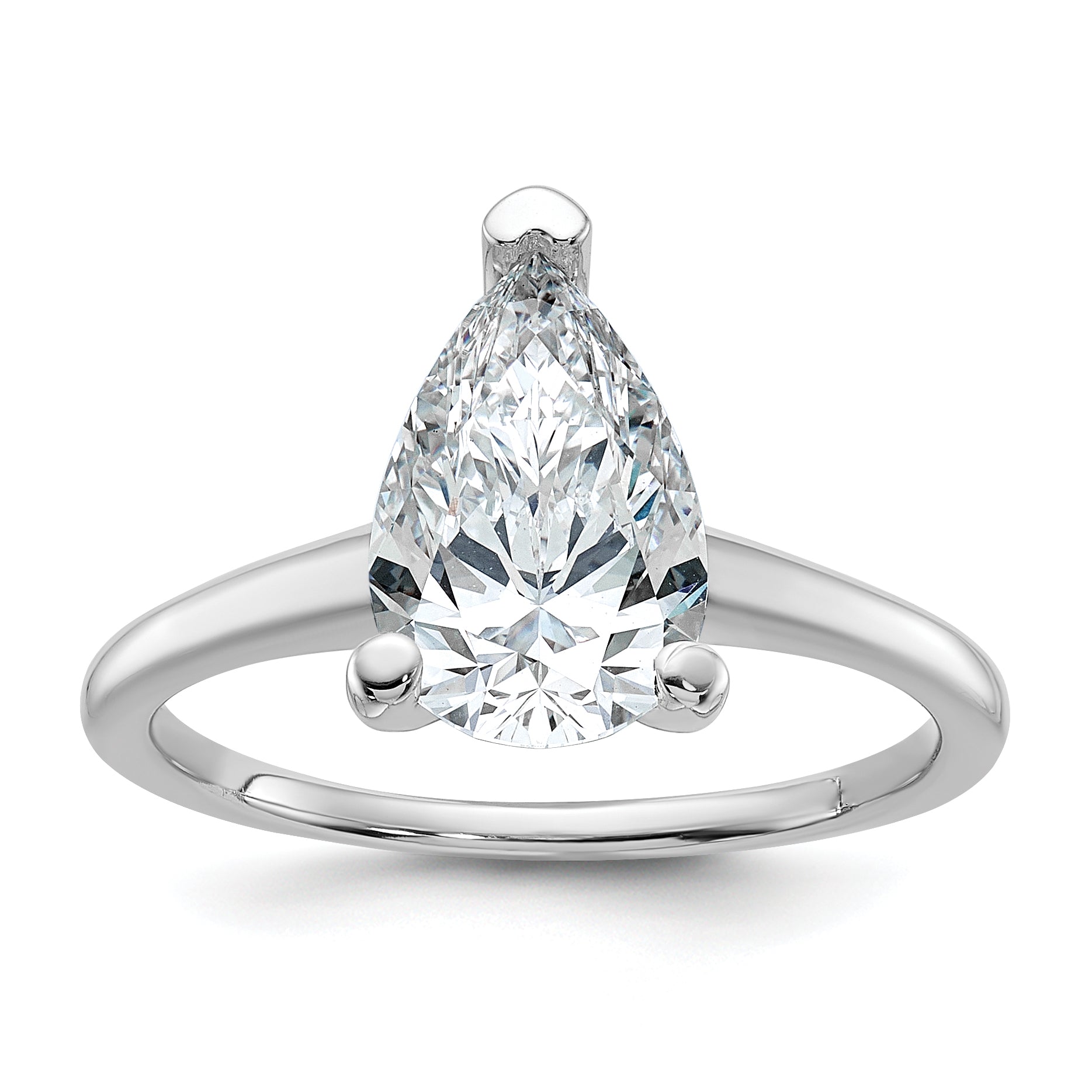 14k White Gold 2 1/4 carat Certified Lab Grown Diamond VS/SI+ G+ Pear Solitare Complete Engagement Ring