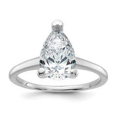 14k White Gold 2 1/4 carat Lab Grown Diamond VS/SI+ G+ Pear Solitare Complete Engagement Ring