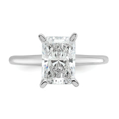 14k White Gold 2 1/4 carat Certified Lab Grown Diamond VS/SI+ G+ Radiant Solitare Complete Engagement Ring