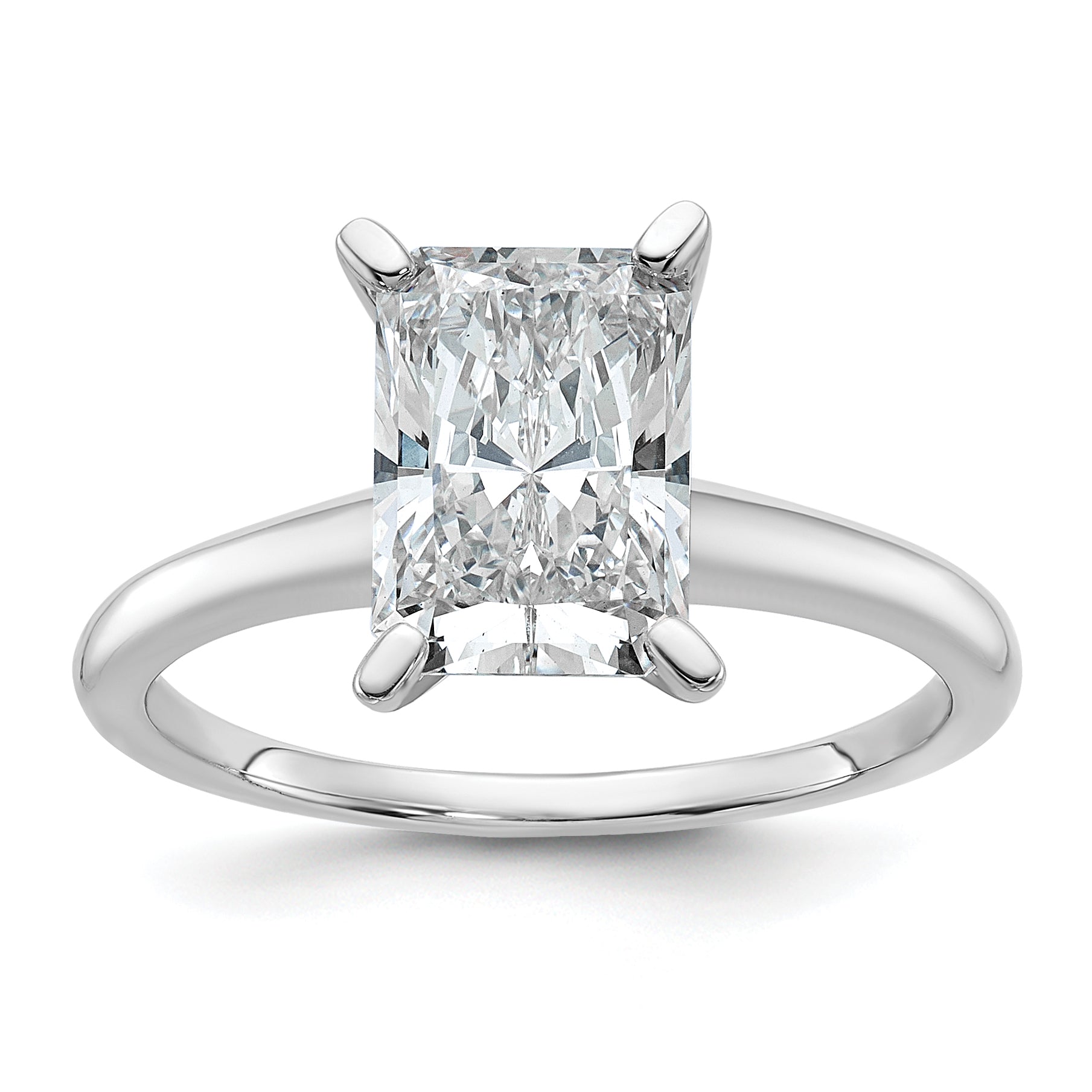 14k White Gold 2 1/4 carat Certified Lab Grown Diamond VS/SI+ G+ Radiant Solitare Complete Engagement Ring