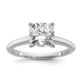 14k White Gold 2 1/2 carat Lab Grown Diamond VS/SI+ G+ Cushion Complete Solitare Engagement Ring