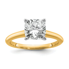 14k White Gold 2 1/2 carat Certified Lab Grown Diamond VS/SI+ G+ Cushion Complete Solitare Engagement Ring