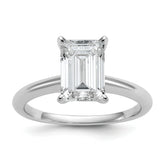 14k White Gold 2 1/2 carat Lab Grown Diamond VS/SI+ G+ Emerald Solitare Complete Engagement Ring
