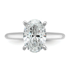 14k White Gold 2 1/2 carat Lab Grown Diamond VS+ F+ Oval Complete Solitaire Engagement Ring