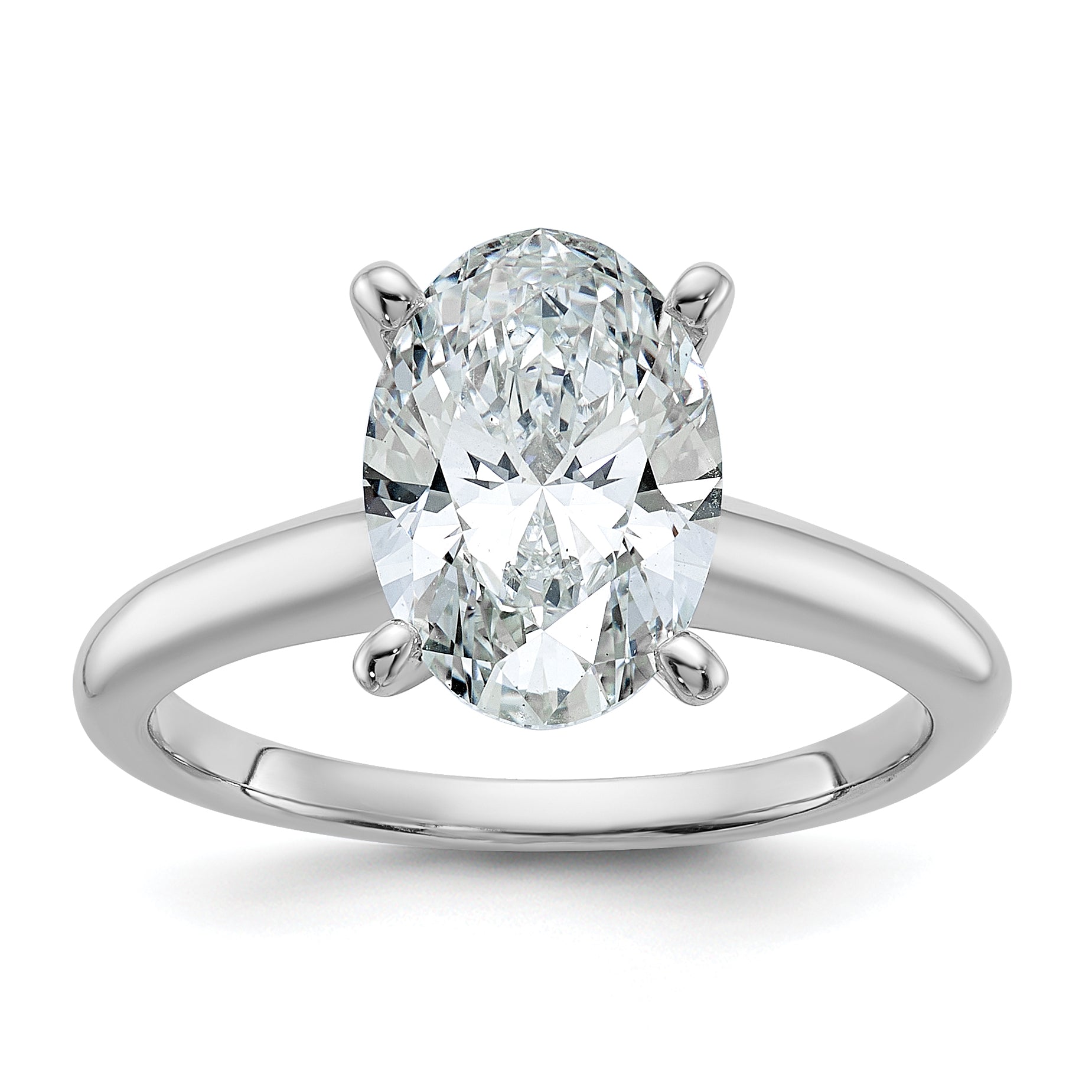 14k White Gold 2 1/2 carat Certified Lab Grown Diamond VS/SI+ G+ Oval Complete Solitaire Engagement Ring
