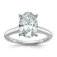 14k White Gold 2 1/2 carat Certified Lab Grown Diamond VS+ F+ Oval Complete Solitaire Engagement Ring