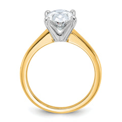 14k Two-Tone 2 1/2 carat Certified Lab Grown Diamond VS+ F+ Oval Complete Solitaire Engagement Ring