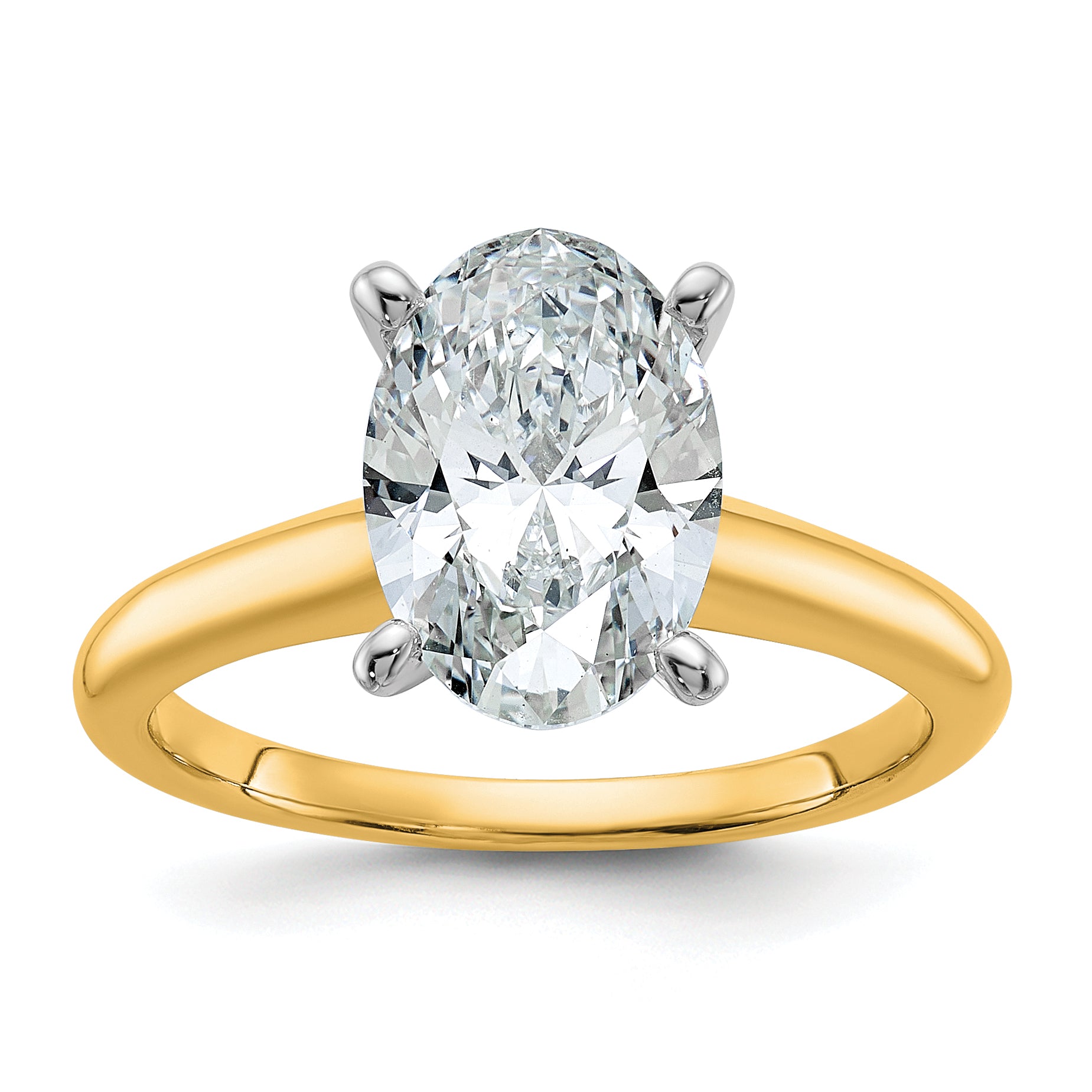 14k Two-Tone 2 1/2 carat Certified Lab Grown Diamond VS/SI+ G+ Oval Complete Solitaire Engagement Ring