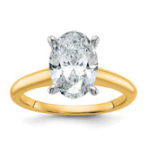 14k Two-Tone 2 1/2 carat Certified Lab Grown Diamond VS+ F+ Oval Complete Solitaire Engagement Ring