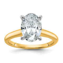 14k Two-Tone 2 1/2 carat Lab Grown Diamond VS/SI+ G+ Oval Complete Solitaire Engagement Ring